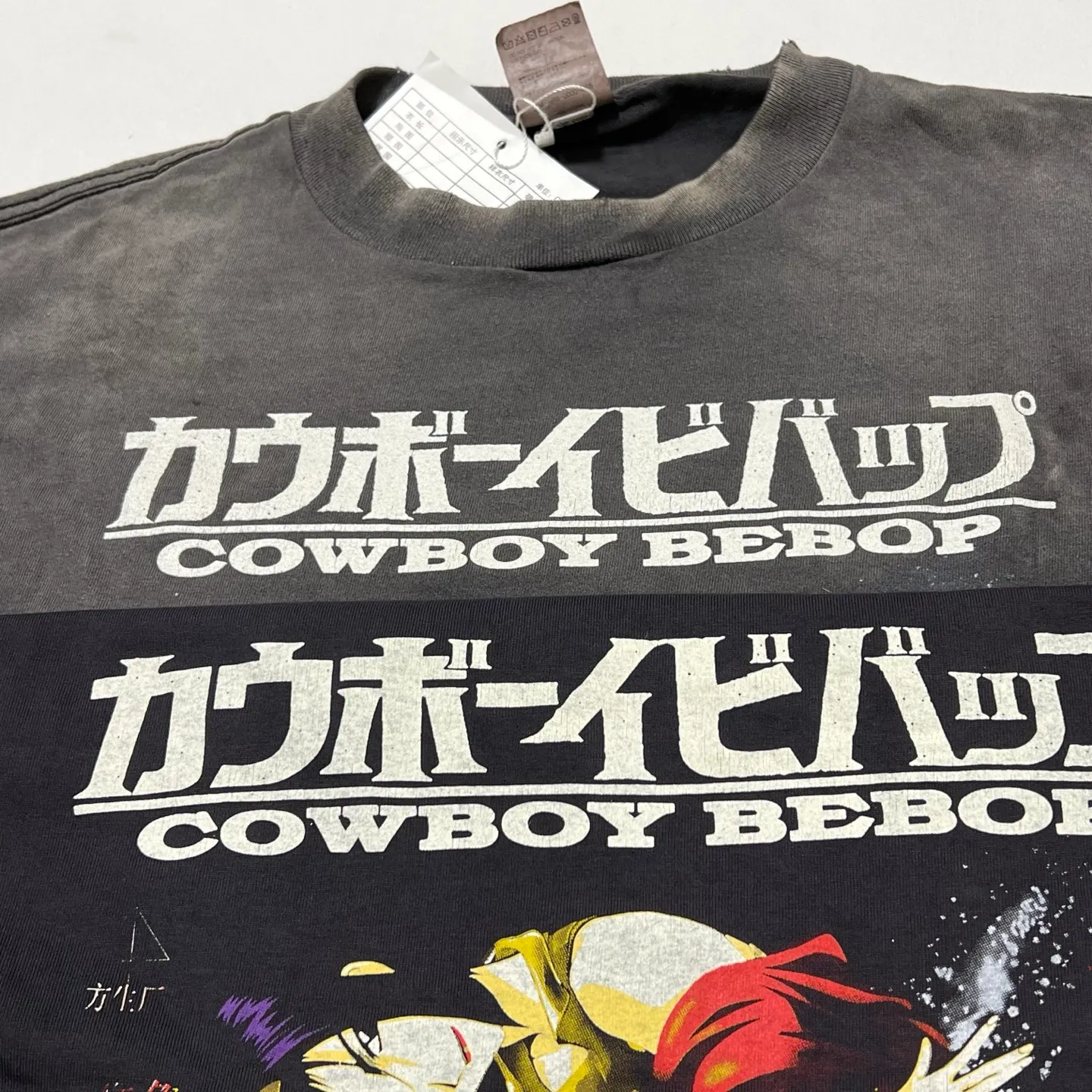 Printing proofing SAINT Mxxxxxx × カウボーイビバップ CB_LS TEE/COWBOY BEBOP/BLK Cowboy Bebop co-branded distressed long-sleeved S-XL Big IP anime co-branded Super cool printing design Distressed printing Cylindrical cloth Assute garment dyeing Heavy washing and water fading process Correct version Customized co-branded accessories Top purchasing level